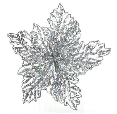 Poinsettia plc d23,50h10 cm zilver Everlands - Everlands