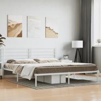 Bedframe met hoofdbord metaal wit 200x200 cm - thumbnail