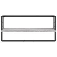 Wandschap met stang 65x25x30 cm grijs sonoma eikenkleurig - thumbnail