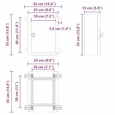 VidaXL Bedieningskast grijs 25 x 15 x 35 cm abs kunststof
