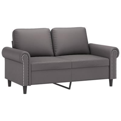 3-delige Loungeset met kussens kunstleer grijs - thumbnail