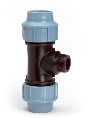 Draad t-stuk voor PE/tyleen - 16mm x 3/4 buitendraad - 16 bar
