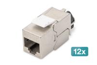 DIGITUS Keystone module Cat-6A afgeschermd - 12 stuks - RJ45 jack - 500 MHz 10GBase-T - AWG 26-22 - Ontwerp - Met vergrendelingshendel - Montage zonder gereedschap - thumbnail