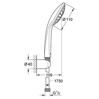 Grohe Vitalio Joy 1 Badset Met Handdouche 1 Stand Doucheslang 175 cm Wandhouder Chroom