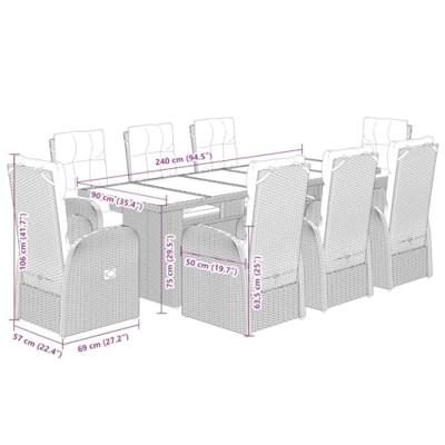 9-delige Tuinset poly rattan zwart - thumbnail