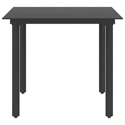 Tuintafel 80x80x74 cm staal en glas zwart - thumbnail
