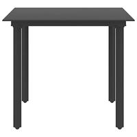 Tuintafel 80x80x74 cm staal en glas zwart - thumbnail