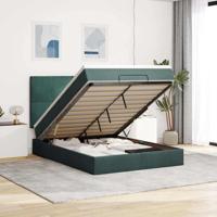 Ottoman bed met matrassen 140x190cm fluweel donkergroen - thumbnail