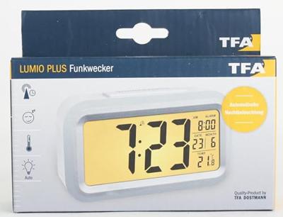 TFA Dostmann 60.2553.02 Zendergestuurd Wekker Zilver, Wit Alarmtijden 1