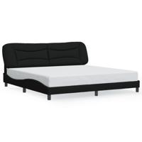 Bedframe zonder matras "Hvar" stof zwart 200x200 cm - thumbnail