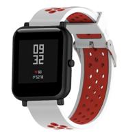 Dubbele kleur silicone sport polsband voor Xiaomi Huami Amazfit bip Lite versie 20mm (wit rood) - thumbnail