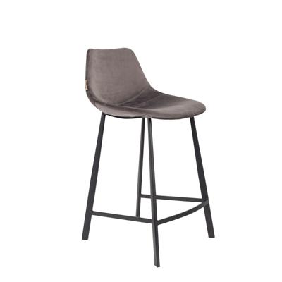 Dutchbone Barkruk 'Franky' Velvet (zithoogte 65cm), kleur Grijs