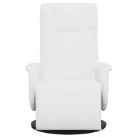 Fauteuil verstelbaar met voetensteun kunstleer wit - thumbnail