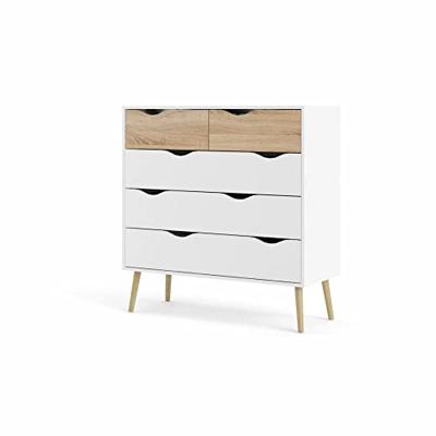 Ladekast Delta 5 lades - wit/eikenkleur - 100,9x98,6x39,5 cm