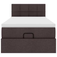 Ottoman bed met matras en LED's 140x200cm stof donkerbruin - thumbnail