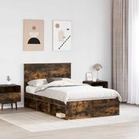 Bedframe met lade Gerookt eiken 120 x 190 cm Massief grenenhout - thumbnail