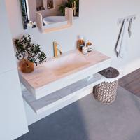 MONDIAZ ALAN-DLUX 100cm planchet Ostra. Vrijhangende wastafel CLOUD midden 1 kraangat, kleur Ostra. - thumbnail