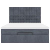 Ottoman bed met matrassen 140x190cm fluweel donkergrijs - thumbnail