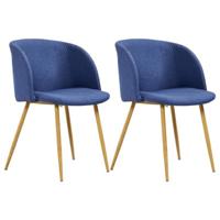 vidaXL Eetkamerstoelen 2 st stof blauw - thumbnail