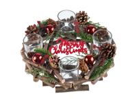 LIVARNO home Kerstkrans met 4 waxinelichthouders (Rood) - thumbnail