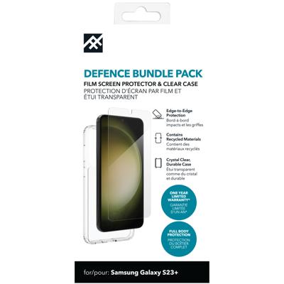 ZAGG iFrogz Defensie beschermhoes compatibel Samsung Galaxy S23+, bonusschermbeschermer, duurzaam, klikbestendig, antislip, slank, gerecycled, helder