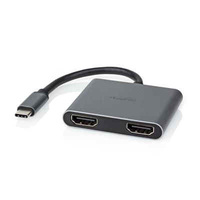 USB Multi-Port Adapter | USB 3.2 Gen 1 | USB-C Male | 2x HDMI | 0.10 m | Rond | Vernikkeld | PVC | Zwart