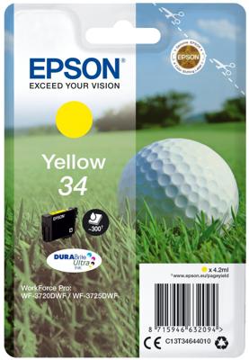 Epson Singlepack Yellow 34 4.2ml Geel inktcartridge Epson Singlepack Yellow 34 4.2ml Geel inktcartridge
