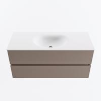 MONDIAZ VICA 110cm badmeubel onderkast Smoke 2 lades. Wastafel MOON midden 1 kraangat, kleur Talc. - thumbnail