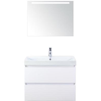 Maxx XL Badmeubelset 80 cm - Wit Hoogglans - Wastafel Just 1 Kraangat met LED Spiegel