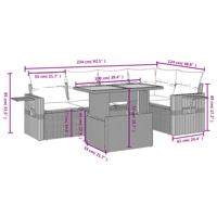 6-delige Loungeset met kussens poly rattan grijs - thumbnail