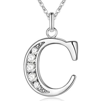 Zilverkleurige Letter C Dames Ketting met Zirkonia Zilverkleurige Letter C Dames Ketting met Zirkonia