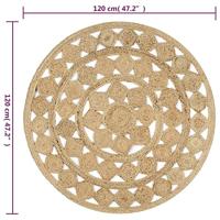 VidaXL Vloerkleed handgemaakt 120 cm gevlochten jute - thumbnail