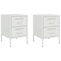 Nachtkastjes 2 st 36x39x50,5 cm staal wit - thumbnail
