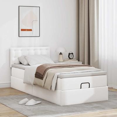Ottomaanse bed met matras 100x200cm kunstleer wit