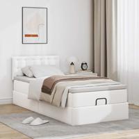 Ottoman bed met matrassen 200x200cm kunstleer wit - thumbnail