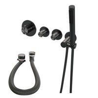 BRAUER Gunmetal Edition thermostatische inbouw badkraan SET 01 met badvulcombinatie en staaf handdouche en doucheslang en wandaansluitbocht gunmetal geborsteld PVD - thumbnail