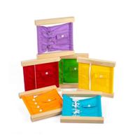 Bigjigs houten sluitingen- en knopenframes, 6dlg. - thumbnail