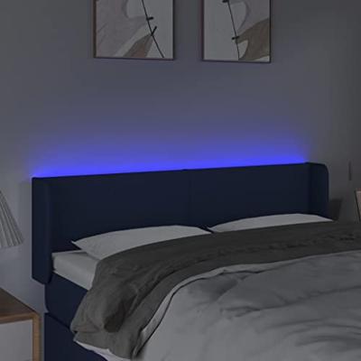 Hoofdbord LED 147x16x78/88 cm stof blauw