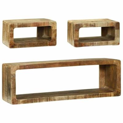 3-delige TV-meubelset Massief hout Ruw mangohout