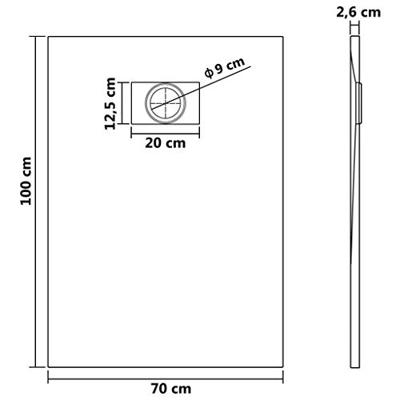 Douchebak 100x70 cm SMC grijs
