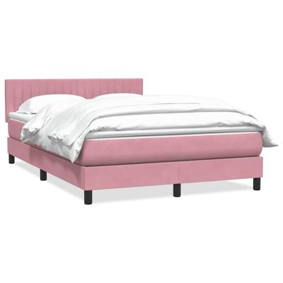 Boxspring met matras fluweel roze 140x220 cm