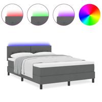 Boxspringbed met matras en LED stof donkergrijs 160x200 cm - thumbnail