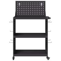 Gereedschapswagen met plank met wiel met opslag Zwart 65 x 35 x 111 cm Metaal - thumbnail