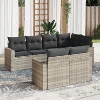 7-delige Loungeset met kussens poly rattan lichtgrijs - thumbnail
