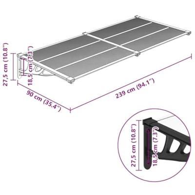 Deurluifel 239x90 cm polycarbonaat zwart en transparant