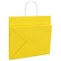 VidaXL Papieren zakken 250 st met hengsels 32x22x28 cm geel - thumbnail