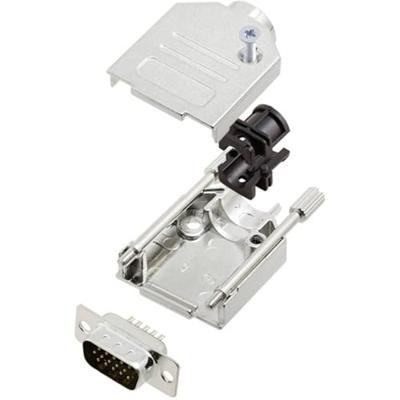 TRU COMPONENTS TCDTZK09HDP15K 7709036 D-sub male connectorset 180 ° Aantal polen: 15 Soldeerkelk 1 stuk(s)