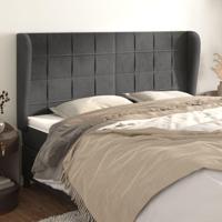 Hoofdbord met randen 163x23x118/128 cm fluweel zwart - thumbnail