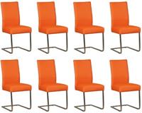 Set van 8 Oranje leren industriële eetkamerstoelen Remix - poot vierkant rvs - Toledo Leer Orange (oranje leer) - thumbnail
