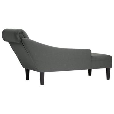 Chaise longue met kussen en rechterarmleuning stof donkergrijs